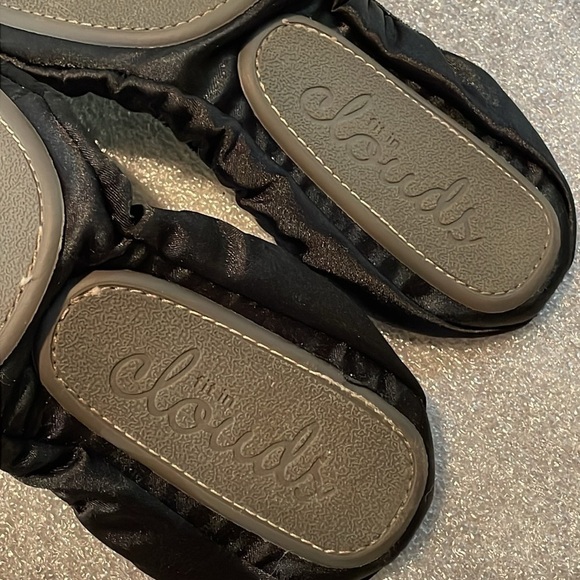 Fit in Clouds black Foldable Flats satin flat size S travel plane dance - Picture 4 of 6